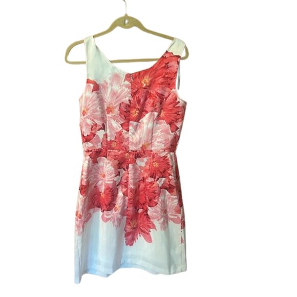 Floral Fit & Flare Sleeveless Dress – Dark Pink & White Summer Party Style - Picture 2 of 4